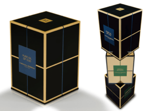 Caja forrada para la nueva colección de fragancias de Carolina Herrera
