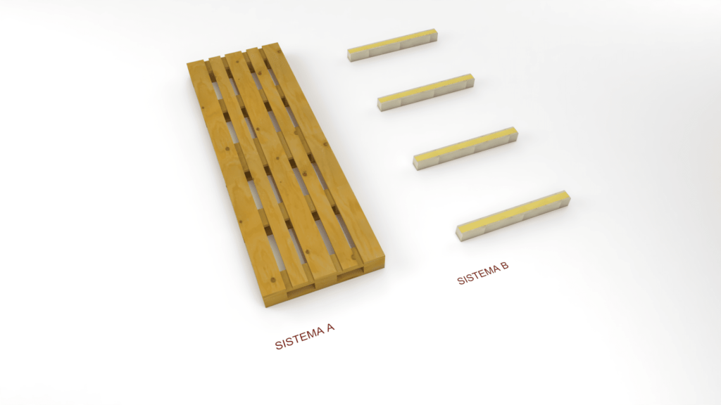 Palet anterior vs. lineal de poliestireno extruido