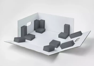 Cardboard box with foam blocks