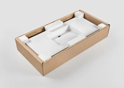 Wood and cardboard boxes